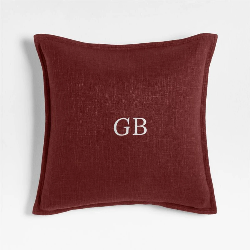 Chestnut Red 20x20 Organic Laundered Linen Throw Pillow Cover
