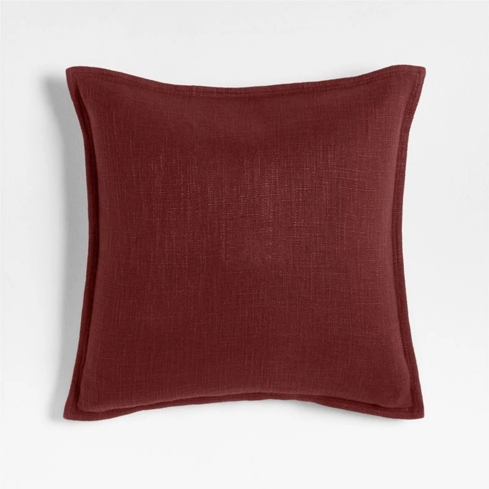 Chestnut Red 20x20 Organic Laundered Linen Throw Pillow Cover