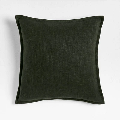 Ficus Green 20x20 Organic Laundered Linen Throw Pillow Cover
