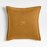 Moroccan Ocher 20x20 Organic Laundered Linen Throw Pillow Cover