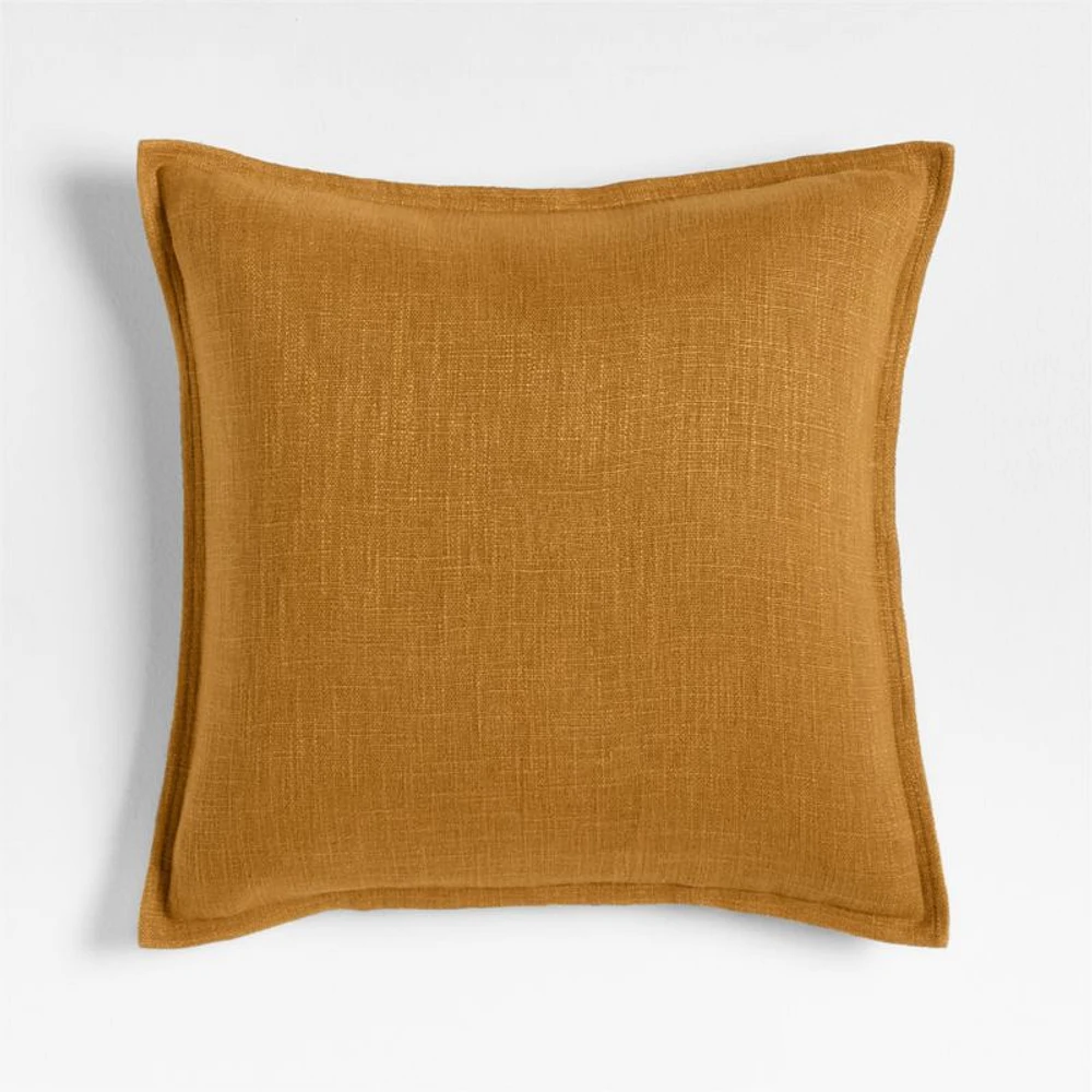 Moroccan Ocher 20x20 Organic Laundered Linen Throw Pillow Cover