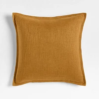 Moroccan Ocher 20x20 Organic Laundered Linen Throw Pillow Cover