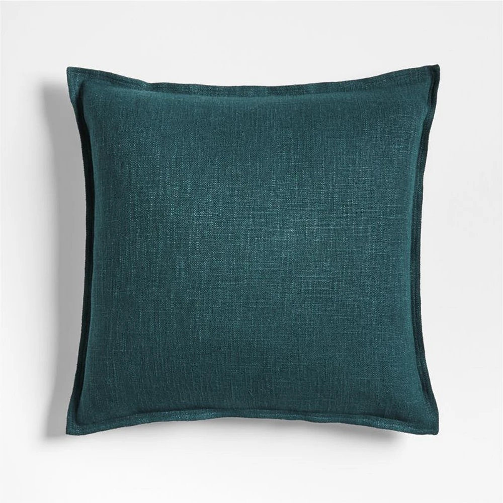Sea Green Organic Laundered Linen 20''x20" Throw Pillow with Feather Insert