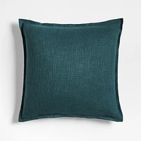 Sea Green Organic Laundered Linen 20''x20" Throw Pillow with Feather Insert