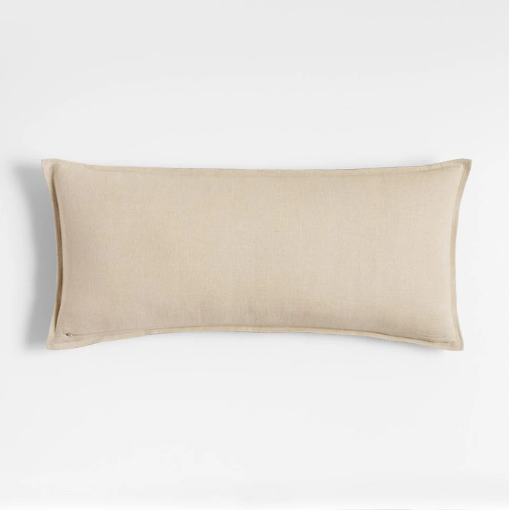 Dark Grey 36"x16" Laundered Linen Throw Pillow Cover