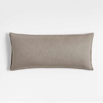 Dark Grey 36"x16" Laundered Linen Throw Pillow Cover