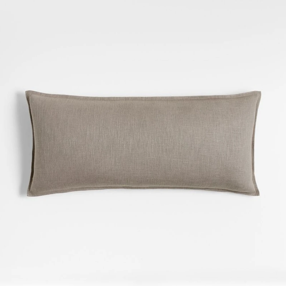 Dark Grey 36"x16" Laundered Linen Throw Pillow Cover