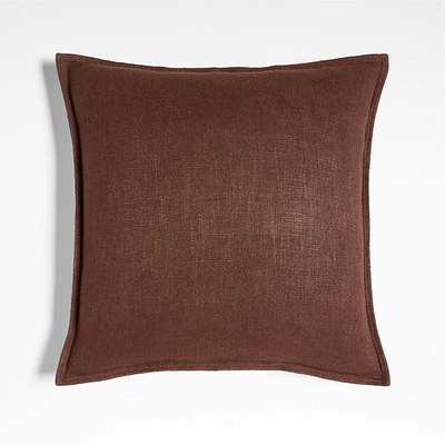 Auburn Brown Laundered Linen 20x20 Throw Pillow Cover