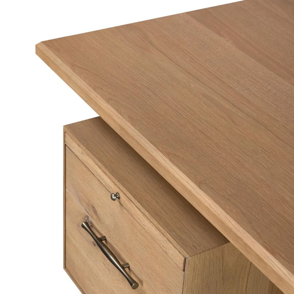Sedgwick Solid Oak Wood Desk with Storage