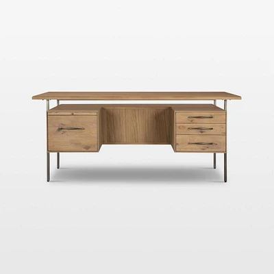 Sedgwick Solid Oak Wood Desk with Storage