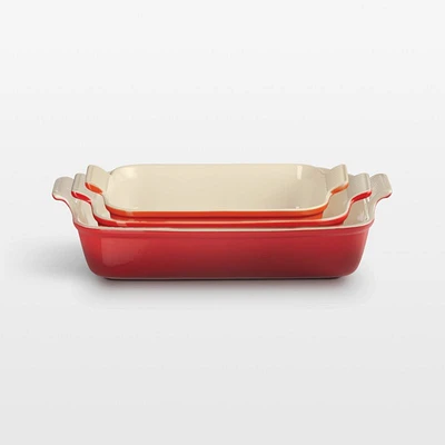 Le Creuset ® Cerise 3-Piece Heritage Rectangular Dish Set