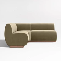 Leandro Hazel Green Double L-Shaped Loveseat Dining Banquette with Square Corner
