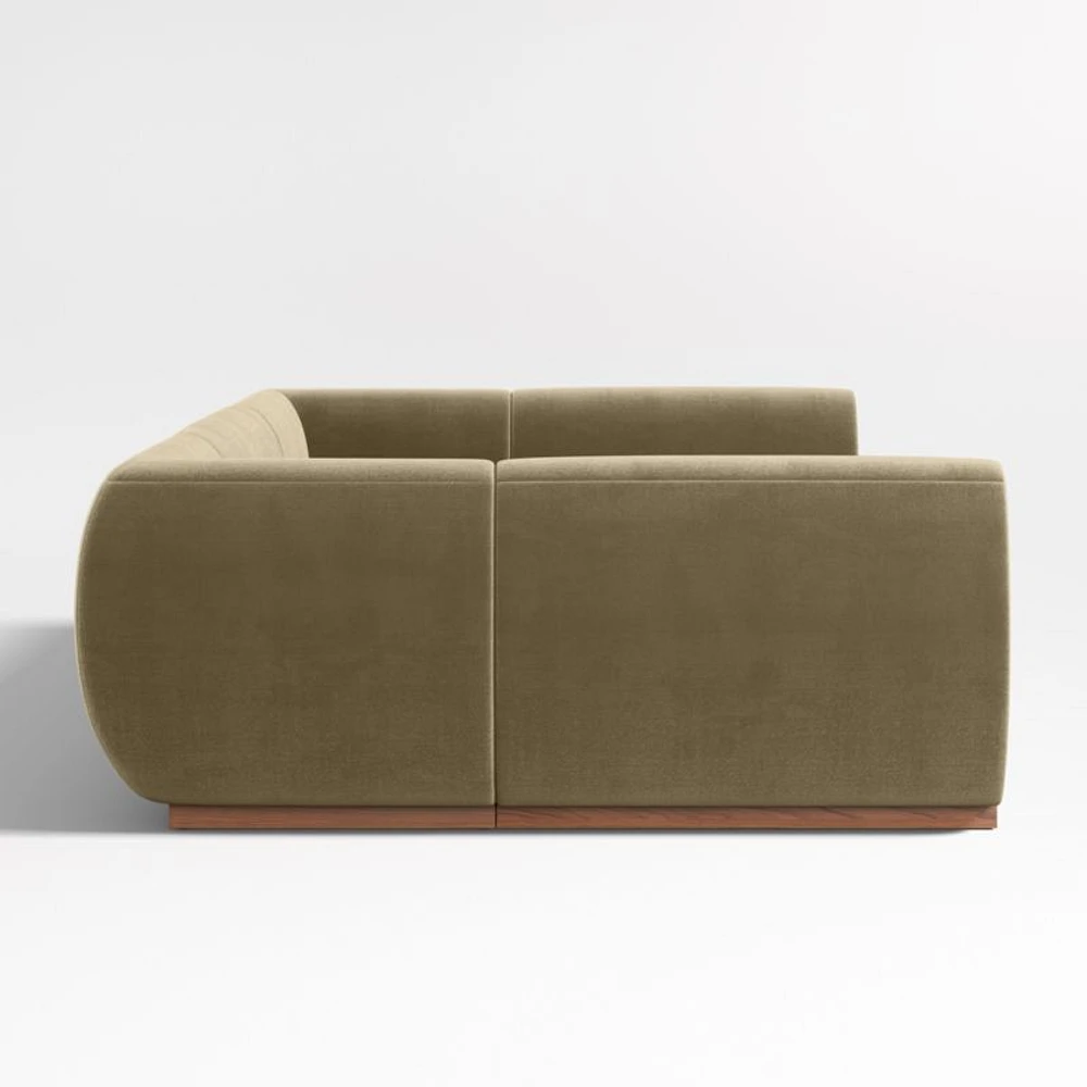 Leandro Hazel Green U-Shaped Dining Banquette with Square Corners