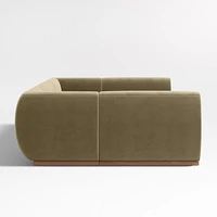 Leandro Hazel Green U-Shaped Dining Banquette with Square Corners