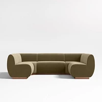 Leandro Hazel Green U-Shaped Dining Banquette with Square Corners