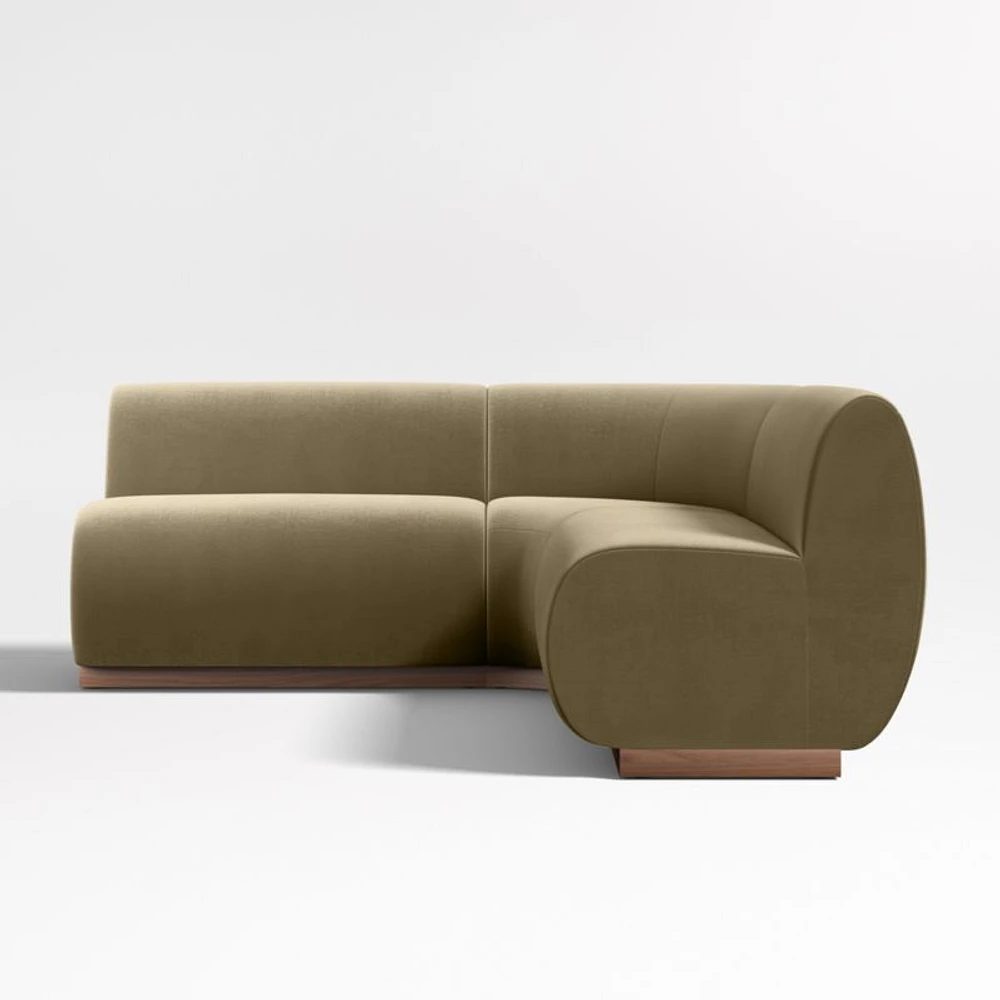 Leandro Hazel Green Double L-Shaped Loveseat Dining Banquette with Rounded Corner