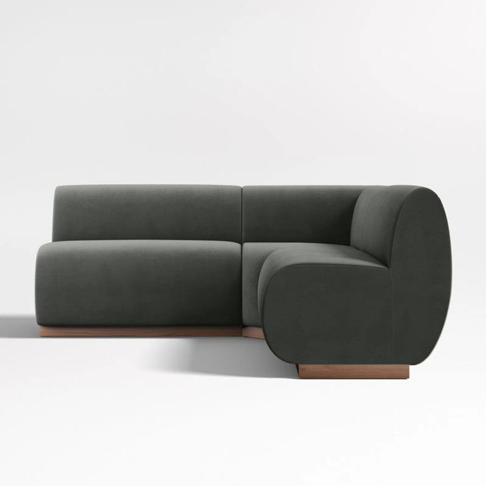 Leandro Noir Grey Double L-Shaped Loveseat Dining Banquette with Square Corner