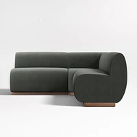 Leandro Noir Grey Double L-Shaped Loveseat Dining Banquette with Square Corner