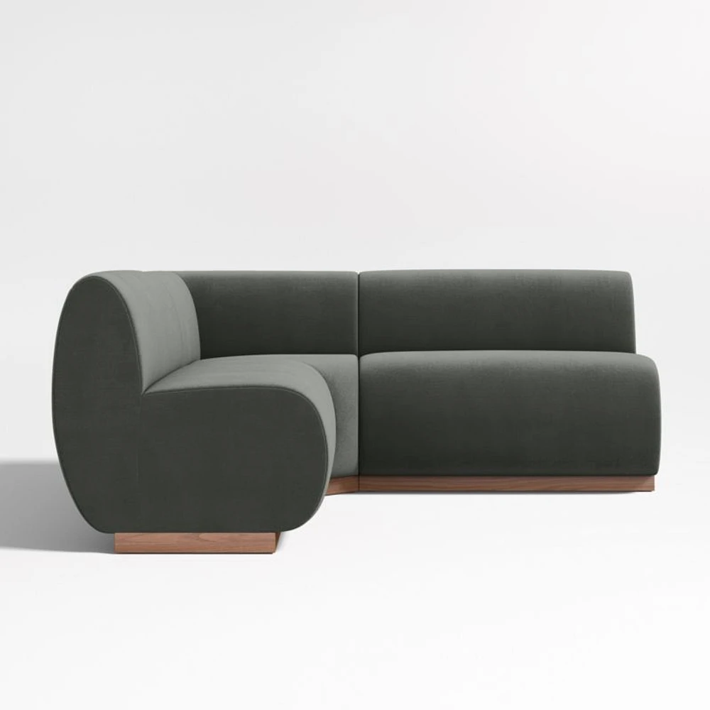 Leandro Noir Grey Double L-Shaped Loveseat Dining Banquette with Square Corner