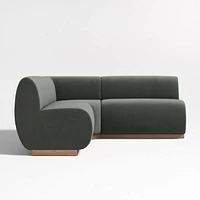 Leandro Noir Grey Double L-Shaped Loveseat Dining Banquette with Square Corner