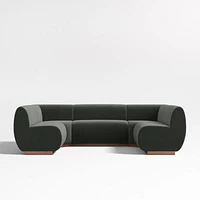 Leandro Noir Grey U-Shaped Dining Banquette with Square Corners