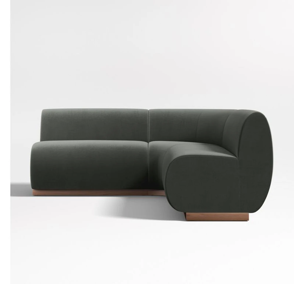 Leandro Noir Grey Double L-Shaped Loveseat Dining Banquette with Rounded Corner