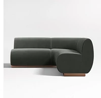Leandro Noir Grey Double L-Shaped Loveseat Dining Banquette with Rounded Corner