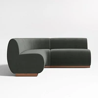 Leandro Noir Grey Double L-Shaped Loveseat Dining Banquette with Rounded Corner