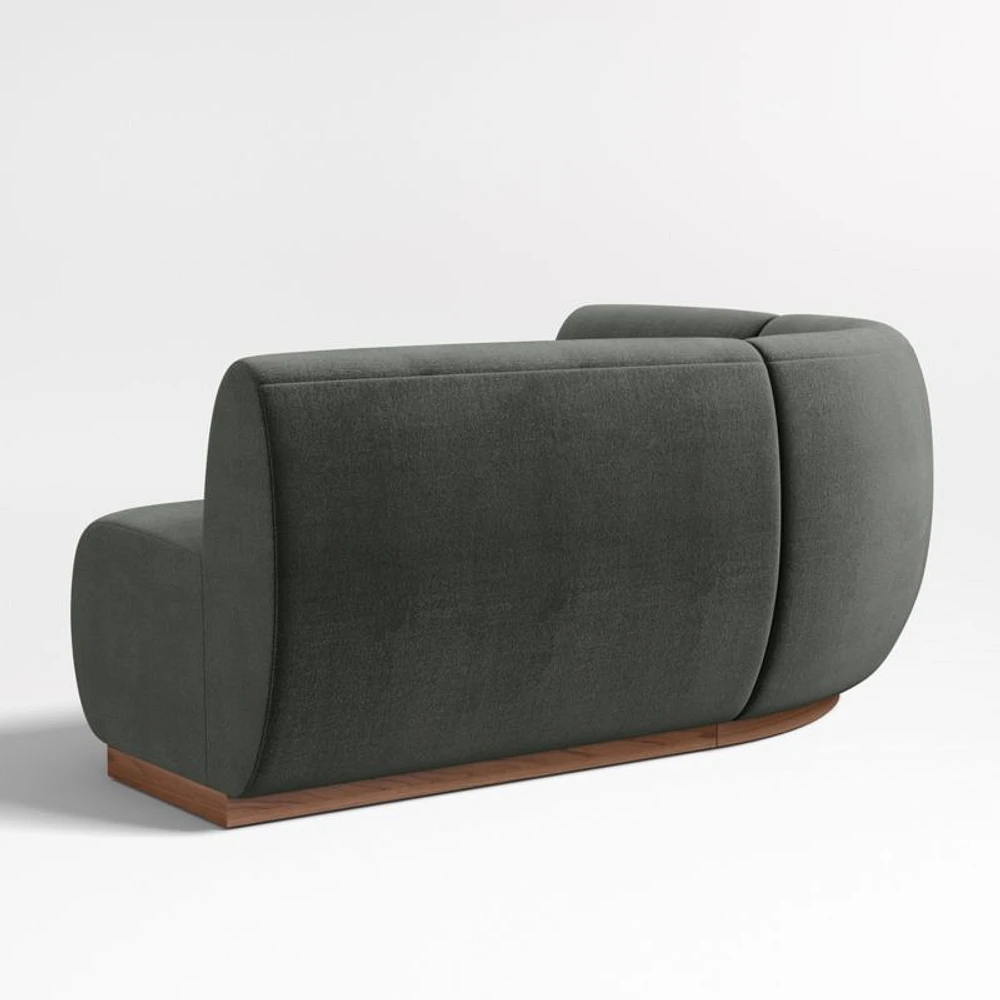 Leandro Noir Grey Single L-Shaped Loveseat Dining Banquette with Rounded Corner