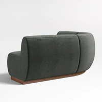 Leandro Noir Grey Single L-Shaped Loveseat Dining Banquette with Rounded Corner