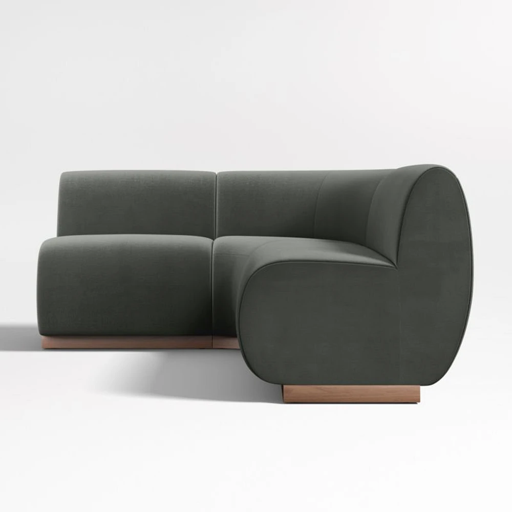 Leandro Noir Grey Single L-Shaped Loveseat Dining Banquette with Rounded Corner
