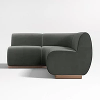 Leandro Noir Grey Single L-Shaped Loveseat Dining Banquette with Rounded Corner