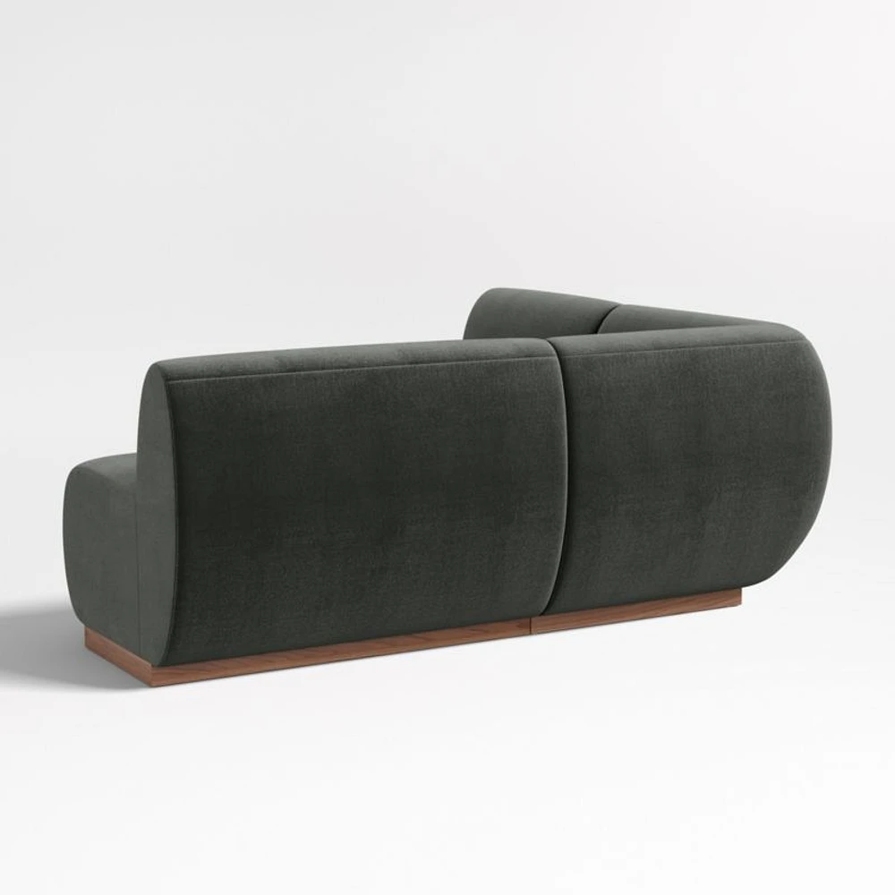 Leandro Noir Grey Single L-Shaped Loveseat Dining Banquette with Square Corner