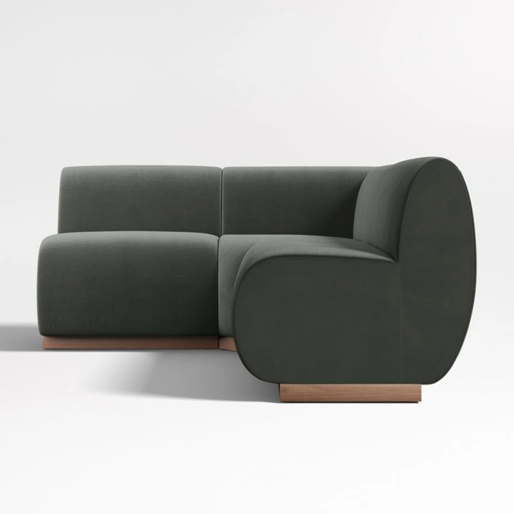 Leandro Noir Grey Single L-Shaped Loveseat Dining Banquette with Square Corner