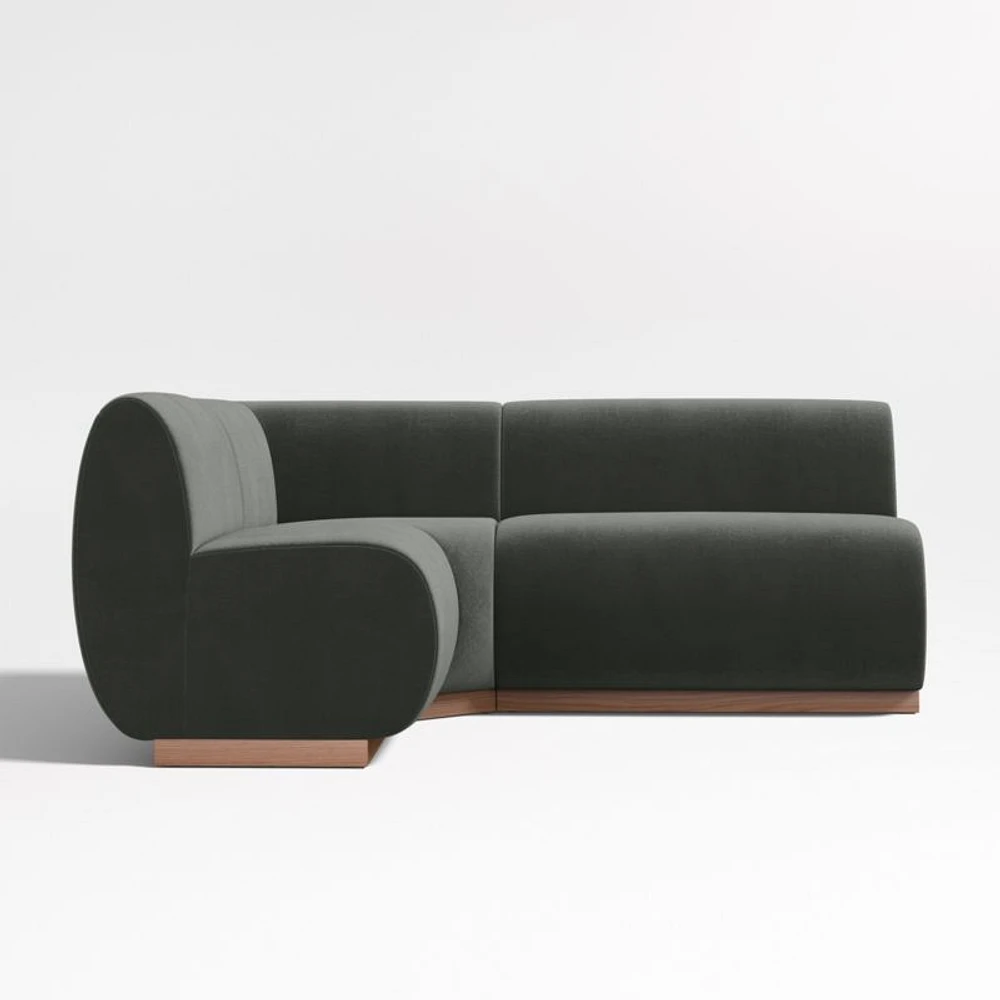 Leandro Noir Grey Single L-Shaped Loveseat Dining Banquette with Square Corner