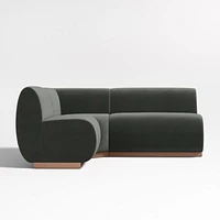 Leandro Noir Grey Single L-Shaped Loveseat Dining Banquette with Square Corner