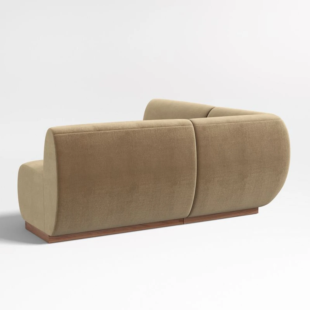 Leandro Ochre Brown Double L-Shaped Loveseat Dining Banquette with Square Corner