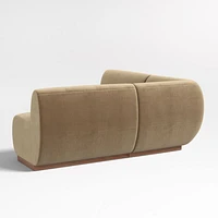 Leandro Ochre Brown Double L-Shaped Loveseat Dining Banquette with Square Corner