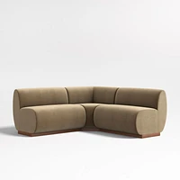 Leandro Ochre Brown Double L-Shaped Loveseat Dining Banquette with Square Corner
