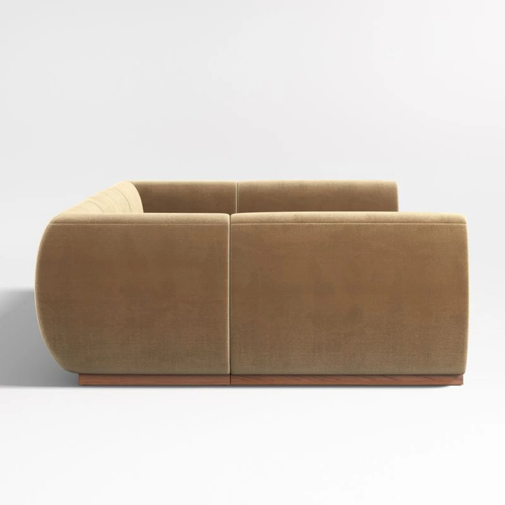 Leandro Ochre Brown U-Shaped Dining Banquette with Square Corners
