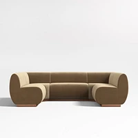 Leandro Ochre Brown U-Shaped Dining Banquette with Square Corners