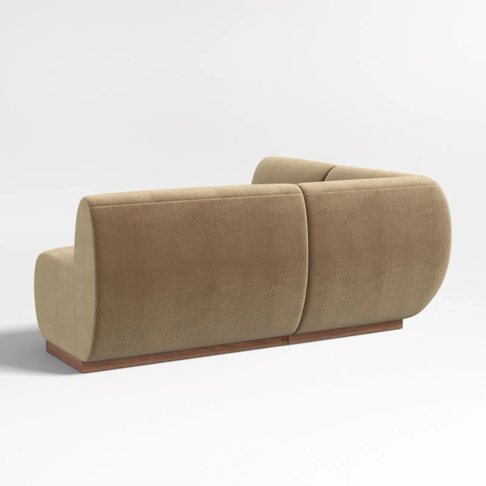 Leandro Ochre Brown Single L-Shaped Loveseat Dining Banquette with Square Corner
