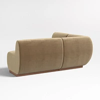 Leandro Ochre Brown Single L-Shaped Loveseat Dining Banquette with Square Corner
