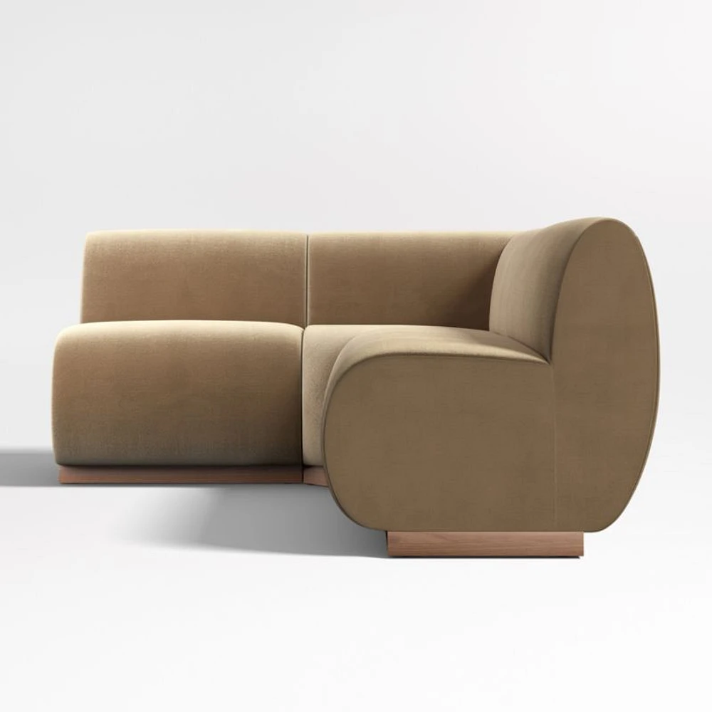 Leandro Ochre Brown Single L-Shaped Loveseat Dining Banquette with Square Corner