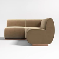 Leandro Ochre Brown Single L-Shaped Loveseat Dining Banquette with Square Corner