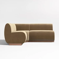 Leandro Ochre Brown Single L-Shaped Loveseat Dining Banquette with Square Corner