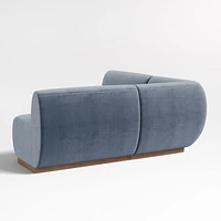Leandro Slate Grey Double L-Shaped Loveseat Dining Banquette with Square Corner