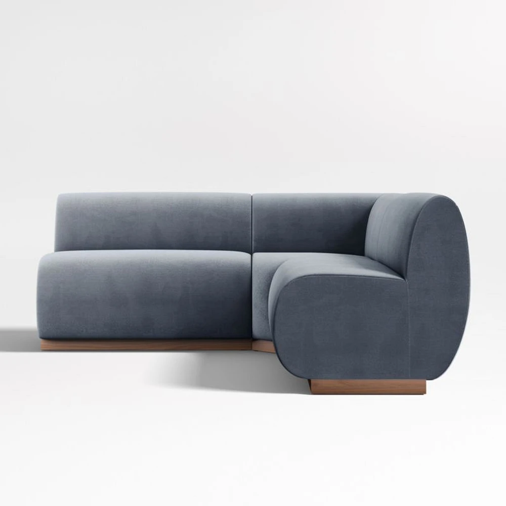 Leandro Slate Grey Double L-Shaped Loveseat Dining Banquette with Square Corner