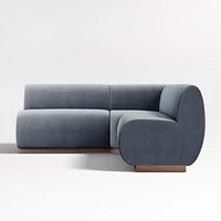 Leandro Slate Grey Double L-Shaped Loveseat Dining Banquette with Square Corner