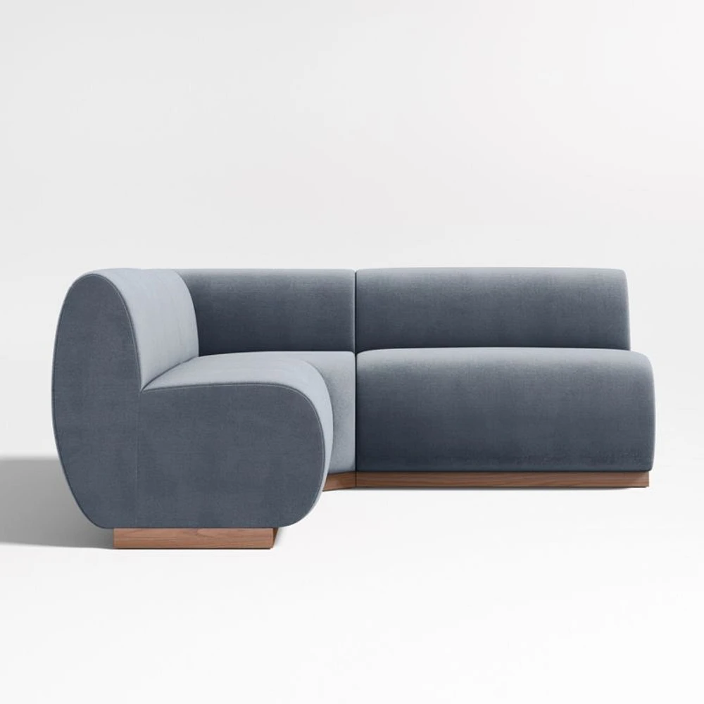 Leandro Slate Grey Double L-Shaped Loveseat Dining Banquette with Square Corner
